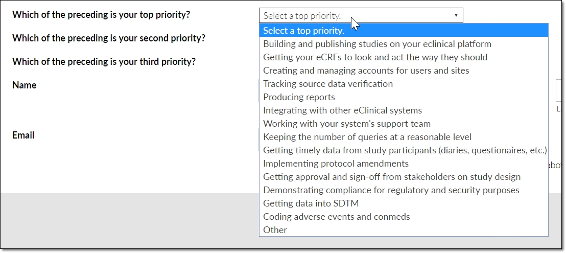 Respondents rank their EDC task priorities