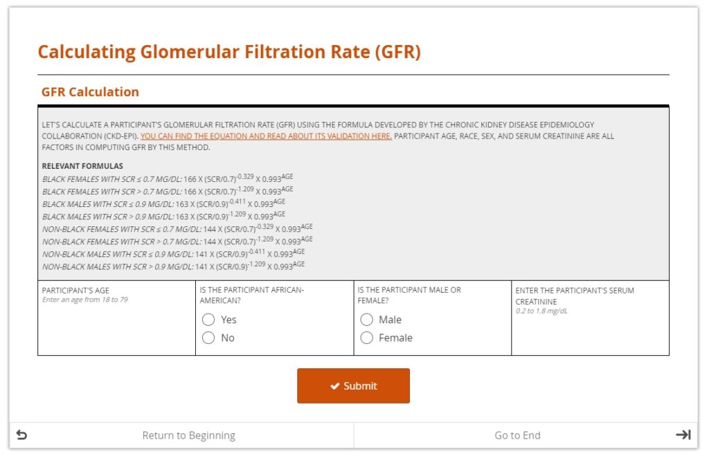 Need a Glomerular Filtration Rate? Let the form do the math!