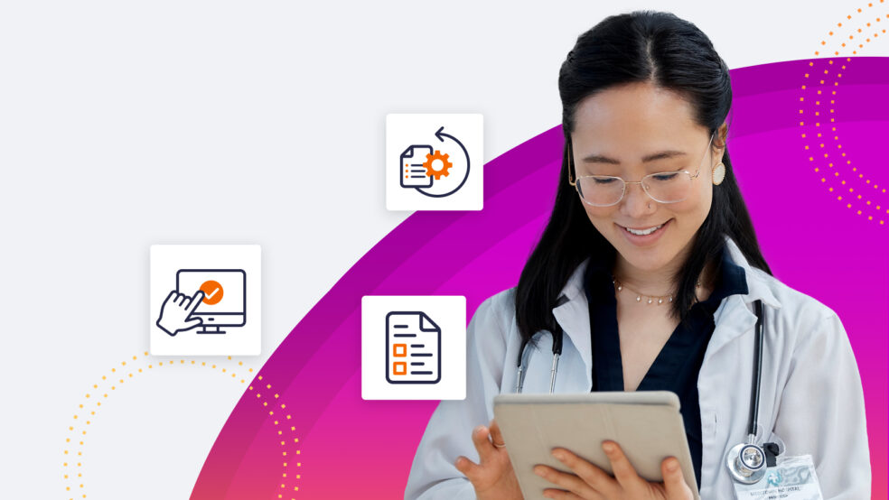 Doctor looking at tablet