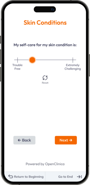 Mobile preview of EDC-self-care-scale on screen for patient engagement