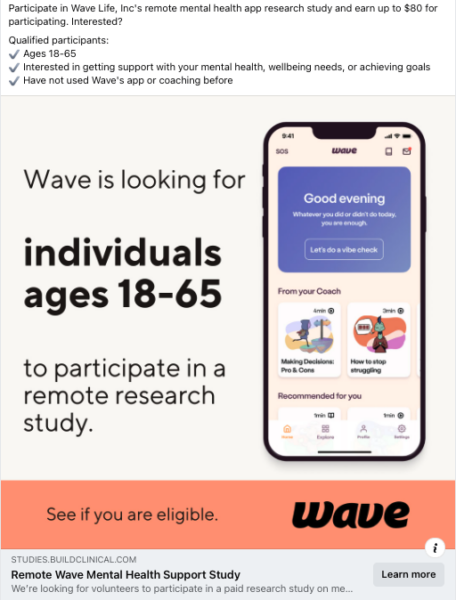 OpenClincia Recruit digital ad - wave