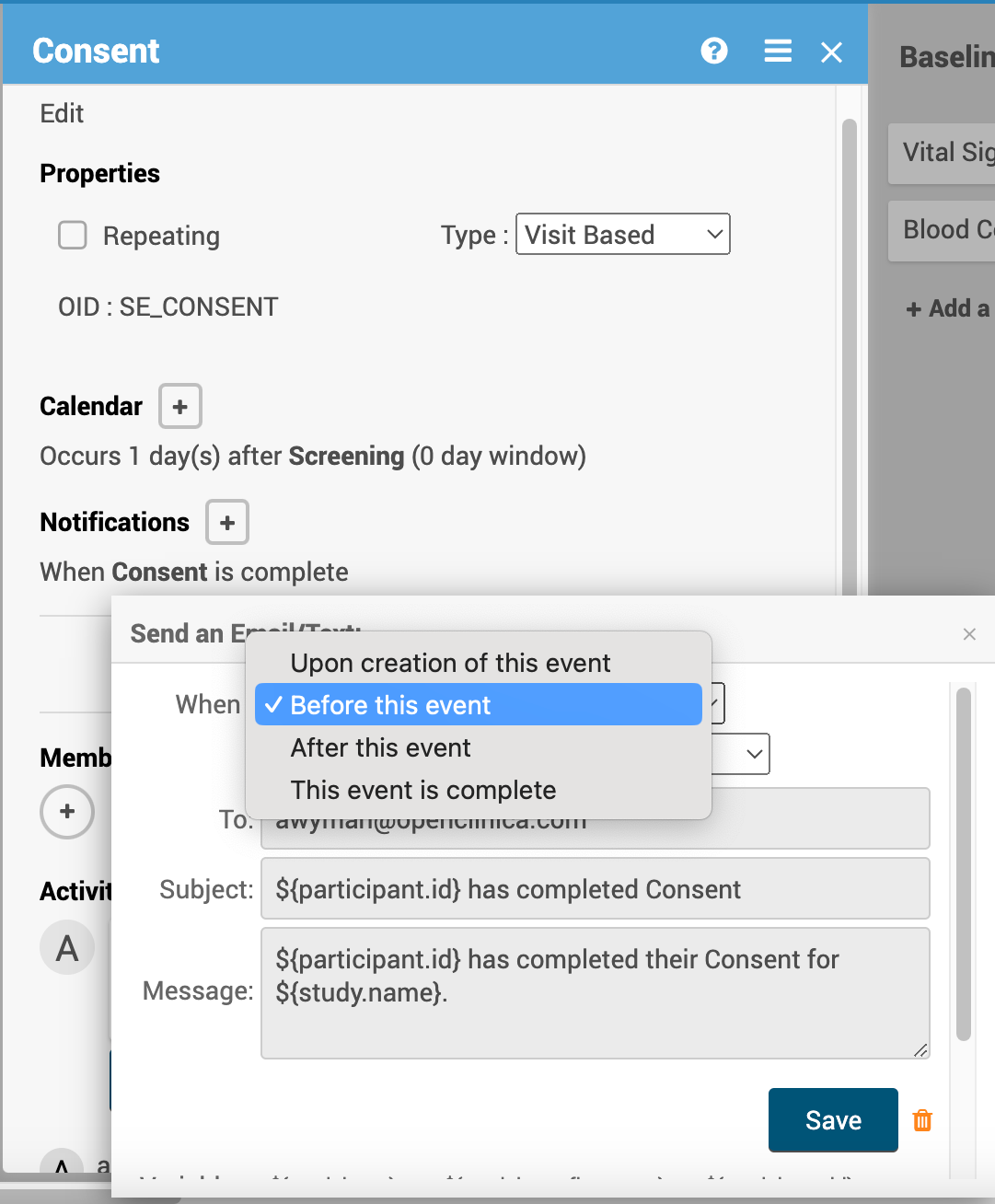 OpenClinica’s study calendaring